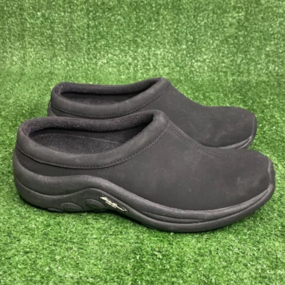 Eddie Bauer Ladies Birch Bay Faux Black Suede Moch Casual Shoes Size 8 M US